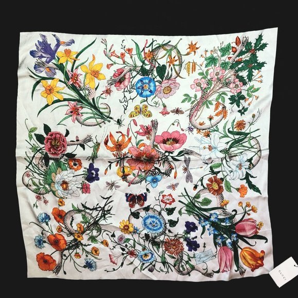 Gucci Silk Flora Snake Scarf